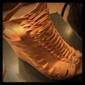 Tan suede wedges
